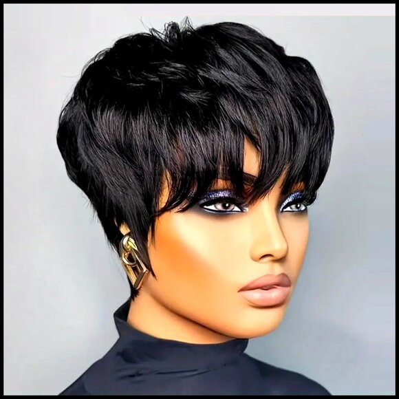 Short Layered Pixie Cut Wig Glueless Machine Made Human Hair Daily Wear main image 4